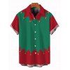 Chemise de Noël pour homme, boutonnée, imprimé géométrique et colorblock, motif cloche - Vert profond 5XL