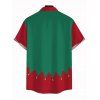 Chemise de Noël pour homme, boutonnée, imprimé géométrique et colorblock, motif cloche - Vert profond 5XL