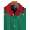 Chemise de Noël pour homme, boutonnée, imprimé géométrique et colorblock, motif cloche - Vert profond 5XL
