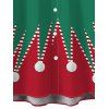 Chemise de Noël pour homme à rayures, imprimé 3D, colorblock, boutonnée - Vert profond 5XL