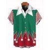 Chemise de Noël pour homme à rayures, imprimé 3D, colorblock, boutonnée - Vert profond 5XL