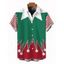 Chemise de Noël pour homme à rayures, imprimé 3D, colorblock, boutonnée - Vert profond 5XL