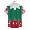 Chemise de Noël pour homme à rayures, imprimé 3D, colorblock, boutonnée - Vert profond 5XL