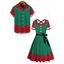 Christmas Couple Outfit Colorblock Crossover Belt Dress and Shirt Set - Vert profond S | US 4