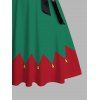 Christmas Couple Outfit Colorblock Crossover Belt Dress and Shirt Set - Vert profond S | US 4