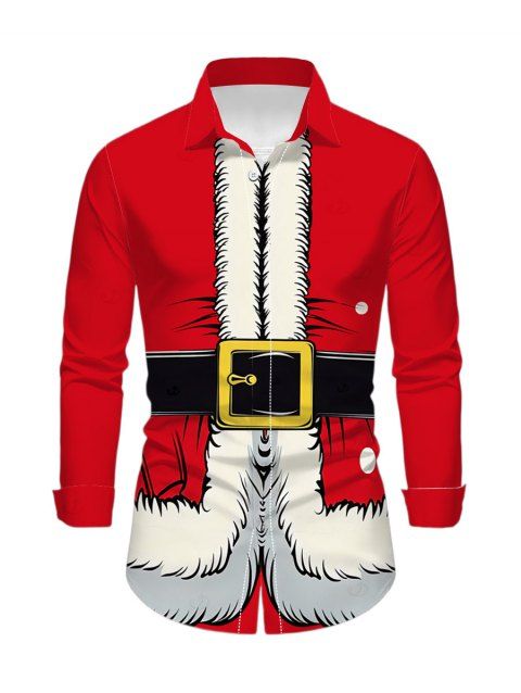 Chemise de Noël à manches longues et boutons pour homme, imprimé 3D