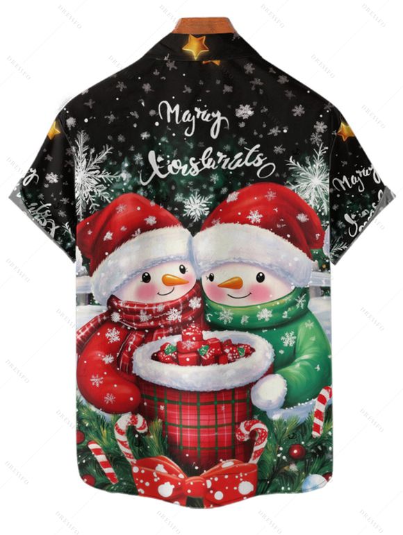 Christmas Couple Outfit Snowflake Snowman Letter Print Dress and Shirt Set - Noir S | US 4