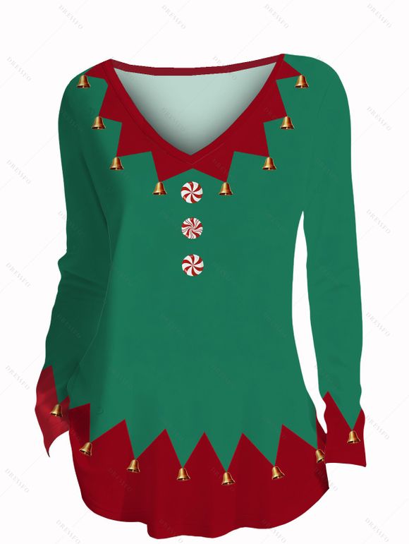 Christmas Women Outfit Colorblock 3D Print Top and Leggings Set - Vert profond S | US 4