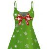 Robe de Noël à bretelles spaghetti et nœud papillon imprimé flocon de neige - Vert M | US 6