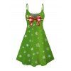 Robe de Noël à bretelles spaghetti et nœud papillon imprimé flocon de neige - Vert M | US 6