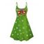 Robe de Noël à bretelles spaghetti et nœud papillon imprimé flocon de neige - Vert M | US 6