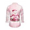 T-shirt de Noël pour homme, imprimé bonhomme de neige et flocon de neige, tie-dye, manches longues - Rose 5XL