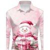T-shirt de Noël pour homme, imprimé bonhomme de neige et flocon de neige, tie-dye, manches longues - Rose 5XL