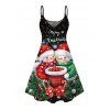 Robe de Noël à bretelles spaghetti et imprimé flocon de neige et bonhomme de neige - Noir M | US 6