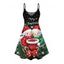 Robe de Noël à bretelles spaghetti et imprimé flocon de neige et bonhomme de neige - Noir M | US 6