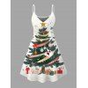 Robe de vacances à bretelles spaghetti avec imprimé sapin de Noël et flocons de neige - Noir M | US 6