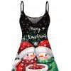 Robe de Noël à bretelles spaghetti et imprimé flocon de neige et bonhomme de neige - Noir M | US 6