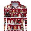 Chemise de vacances pour homme, imprimé arbre de Noël, chat et chapeau, manches longues - Rouge 5XL