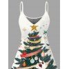 Robe de vacances à bretelles spaghetti avec imprimé sapin de Noël et flocons de neige - Noir M | US 6