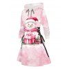 Robe à capuche de Noël à lacets, imprimé bonhomme de neige et flocon de neige, tie-dye - Rouge M | US 6