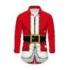 Chemise de Noël à manches longues et boutons pour homme, imprimé 3D - Rouge 5XL