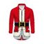 Chemise de Noël à manches longues et boutons pour homme, imprimé 3D - Rouge 5XL
