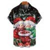 Chemise de Noël pour homme, imprimé flocon de neige, bonhomme de neige, boutonnée - Noir 5XL