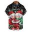 Chemise de Noël pour homme, imprimé flocon de neige, bonhomme de neige, boutonnée - Noir 5XL