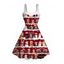 Robe de vacances en fausse fourrure avec imprimé arbre de Noël et chat et chapeau - Rouge Vineux M | US 6