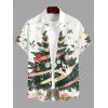 Chemise de vacances pour homme, chemise boutonnée à imprimé sapin de Noël et flocon de neige - Blanc de Crème M