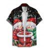 Chemise de Noël pour homme, imprimé flocon de neige, bonhomme de neige, boutonnée - Noir 5XL