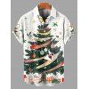 Chemise de vacances pour homme, chemise boutonnée à imprimé sapin de Noël et flocon de neige - Blanc de Crème M
