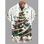 Chemise de vacances pour homme, chemise boutonnée à imprimé sapin de Noël et flocon de neige - Blanc de Crème M
