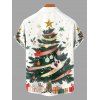 Chemise de vacances pour homme, chemise boutonnée à imprimé sapin de Noël et flocon de neige - Blanc de Crème M