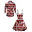 Holiday Couple Outfit Christmas Tree Cat Print Faux Fur Dress and Shirt Set - Rouge Vineux S | US 4