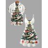 Holiday Couple Outfit Christmas Tree Snowflake Print Dress and Shirt Set - Blanc de Crème S | US 4