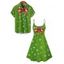 Christmas Couple Outfit Bowknot Snowflake Print Dress and Shirt Set - Vert S | US 4