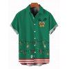 Chemise de Noël pour homme, boutonnée, à imprimé rayé et nœud papillon, motif canne à sucre - Vert profond M