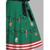Robe de Noël à nœud papillon, rayée, imprimé 3D, croisée, avec ceinture - Vert profond M | US 6