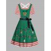 Robe de Noël à nœud papillon, rayée, imprimé 3D, croisée, avec ceinture - Vert profond M | US 6