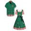 Christmas Couple Outfit Bowknot 3D Striped Print Crossover Belt Dress and Shirt Set - Vert profond S | US 4