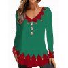Christmas Women Outfit Colorblock 3D Print Top and Leggings Set - Vert profond S | US 4