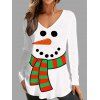 Christmas Women Outfit Snowman Scarf Print Top and Leggings Set - Blanc S | US 4