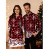 Christmas Couple Outfit Plaid Snowflake Print Lace Up Hoodie Dress and Shirt Set - Rouge foncé S | US 4