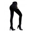 Pantalon gothique ajouré de couleur unie avec boucle carrée et taille haute, pantalon long skinny - Noir XXXL | US 16