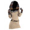 Robe en tricot à imprimé ethnique et col oblique, robe à manches longues avec boucle en O - café lumière XXL | US 12