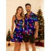 Christmas Couple Outfit Lightning Chains Print Dress and Shirt Set - Noir S | US 4