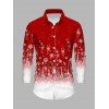 Chemise de Noël pour homme, chemise boutonnée à imprimé flocon de neige ombré - Rouge XL | US 12