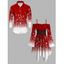 Christmas Couple Outfit Snowflake Print Lace Up Belt Dress and Shirt Set - Rouge S | US 4