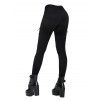 Leggings gothiques de couleur unie, leggings skinny à lacets avec boucle et œillets - Noir XXL | US 12